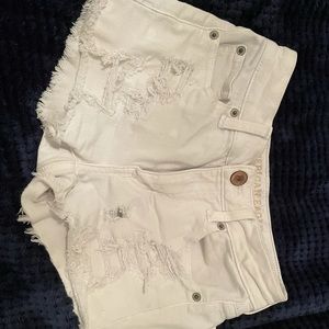 American Eagle White ripped shorts